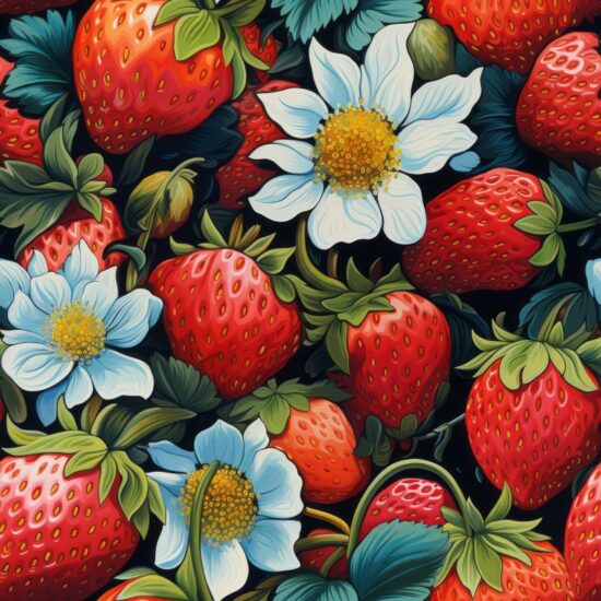 Berry Delight: Expressionist Strawberry Pattern Seamless Pattern
