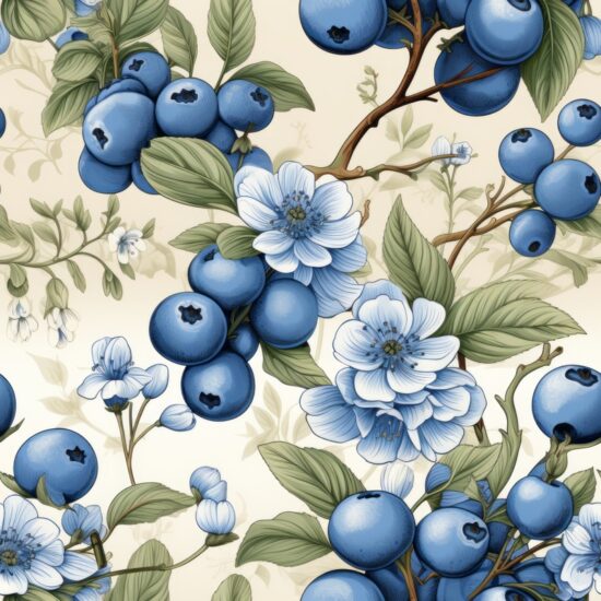 Berrylicious Calligraphy Blueberry Pattern Seamless Pattern