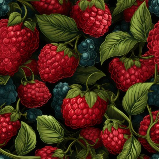 Berrylicious Raspberry Calligraphy Delight Seamless Pattern