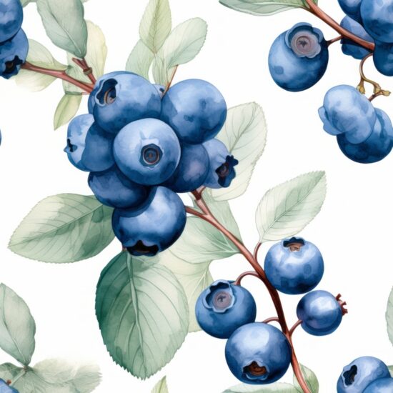 Berrylicious Watercolor: Blueberry Delight Seamless Pattern