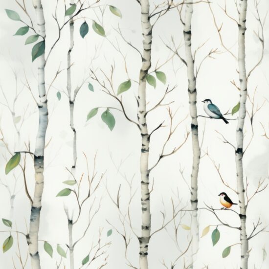 Birch Grove: Nature-inspired Watercolor Delight Seamless Pattern