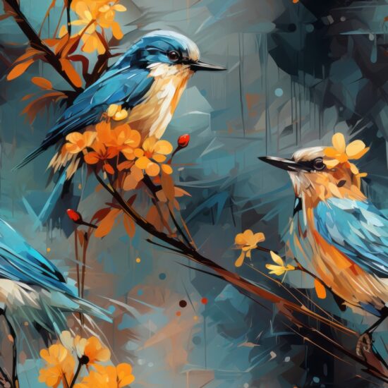 Birds in Oil Paint Pattern Seamless Pattern
