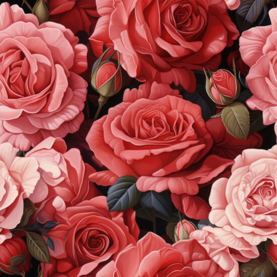 Blooming Rose Garden Seamless Pattern