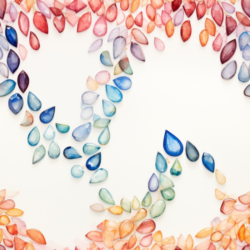 Blossom Beaded Necklace Watercolor Art Seamless Pattern