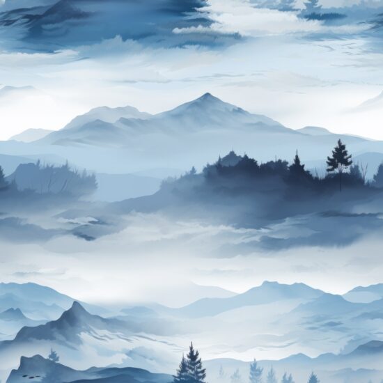 Blue Mountain Range: Minimalistic Landscapes Seamless Pattern