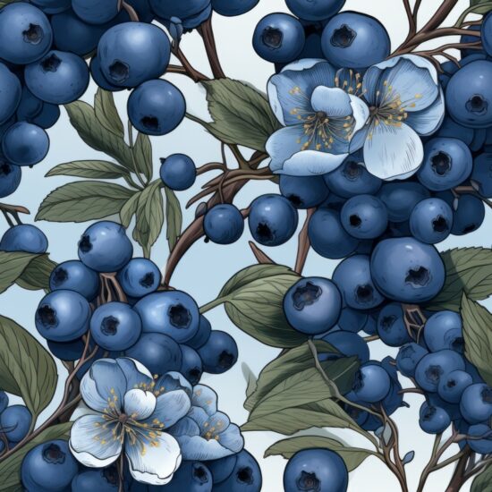 Blueberry Bliss Oil Paint Pattern Seamless Pattern