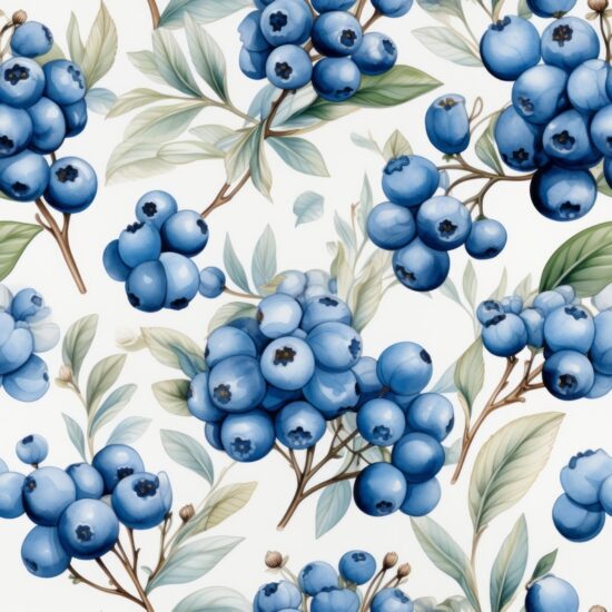 Blueberry Bliss: Watercolor Delight Seamless Pattern