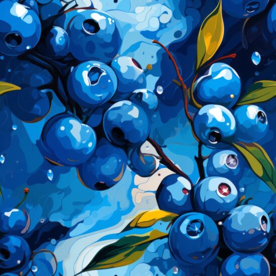 Blueberry Burst Expressionism Seamless Pattern