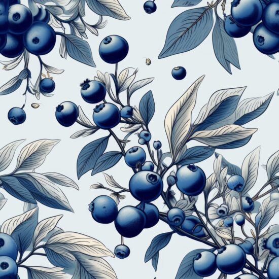 Blueberry Calligraphy Delight Seamless Pattern