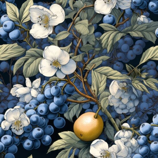 Blueberry Renaissance: Artful Berry Medley Seamless Pattern