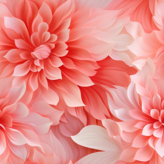 Blushing Coral Dahlia Delight Seamless Pattern