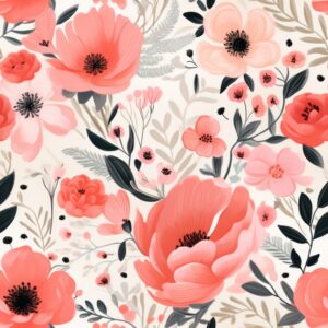 Blushing Coral Watercolor Blooms Seamless Pattern