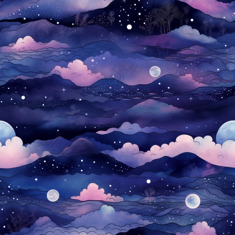 Bohemian Watercolor Night Skies Pattern Seamless Pattern