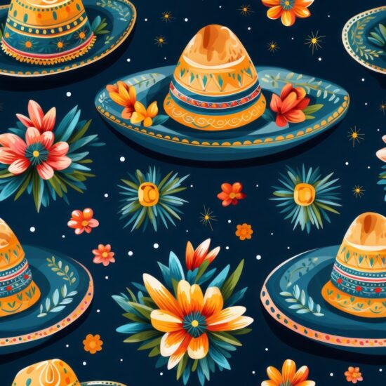 Bold Blue Cinco de Mayo Fiesta Seamless Pattern