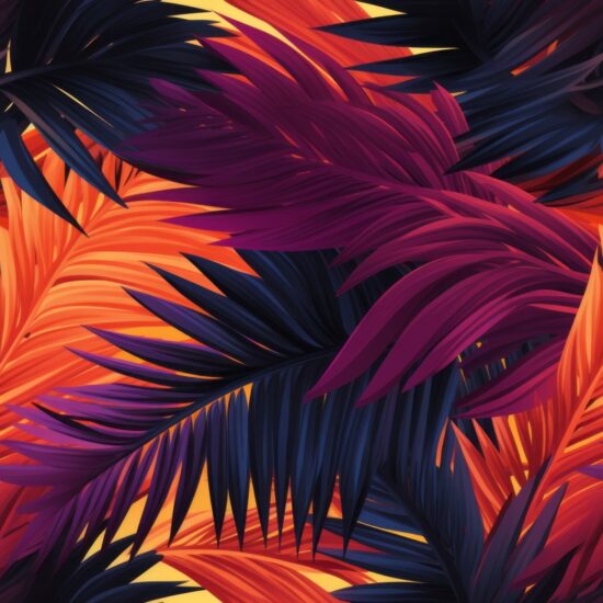 Bold Sunset Palm Leaf Pattern Seamless Pattern