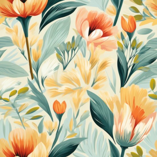 Botanical Beauty: Modern Floral Illustration Seamless Pattern