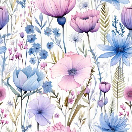 Botanical Bliss: Floral Meadows Design Seamless Pattern