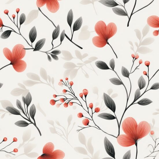 Botanical Bliss: Minimalistic Oak Illustration Seamless Pattern