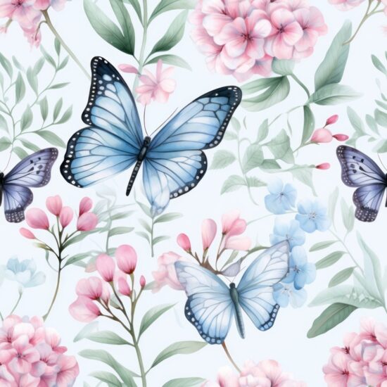 Botanical Butterfly Elegance Seamless Pattern