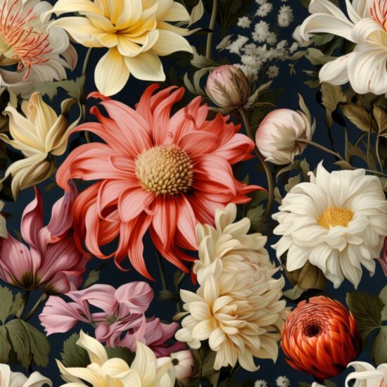 Botanical Elegance: Floral Delights Unveiled Seamless Pattern