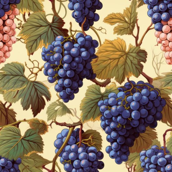 Botanical Grape Berry Delight Seamless Pattern