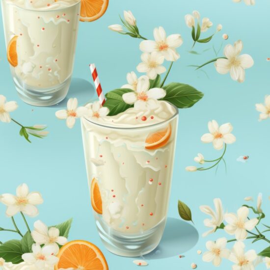 Botanical Milkshake Bar Seamless Pattern