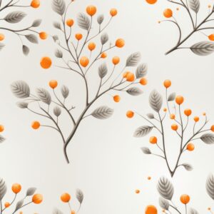 Botanical Oak: Floral Minimalistic Illustration Seamless Pattern