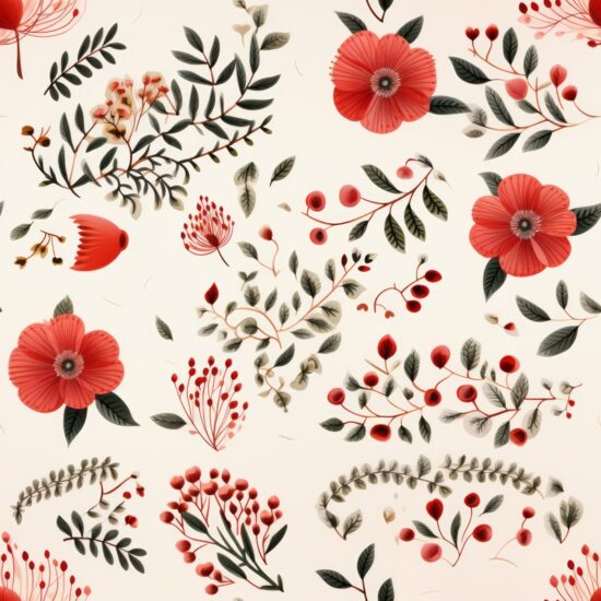 Botanical Romantic Wreaths Seamless Pattern