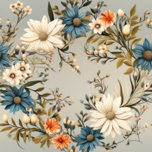 Botanical Vintage Floral Wreaths Seamless Pattern