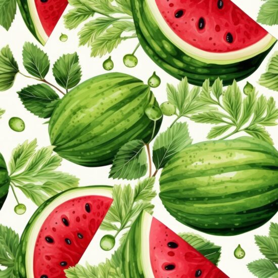Botanical Watermelon Delight Pattern Seamless Pattern