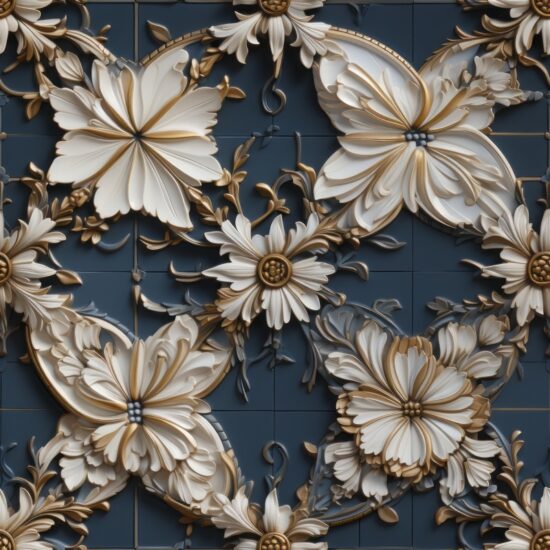 Bronze Chandelier Porcelain Tiles Seamless Pattern