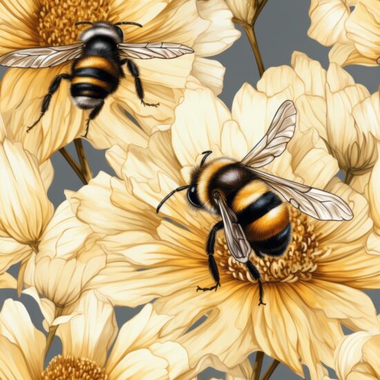 Buzzing Botanical Bee Design Seamless Pattern