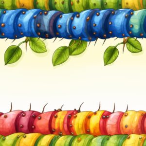 Caterpillar Accessories Leaf Illustration Seamless Pattern
