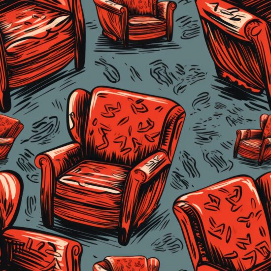 Chair Linocut Print Pattern Seamless Pattern