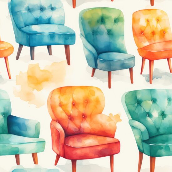 Chair Watercolor Dream Seamless Pattern