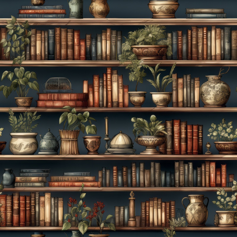 Charming Bookshelf Decor Pattern PTN 002480 pattern design