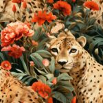 Cheetah Jungle Botanical Seamless Pattern