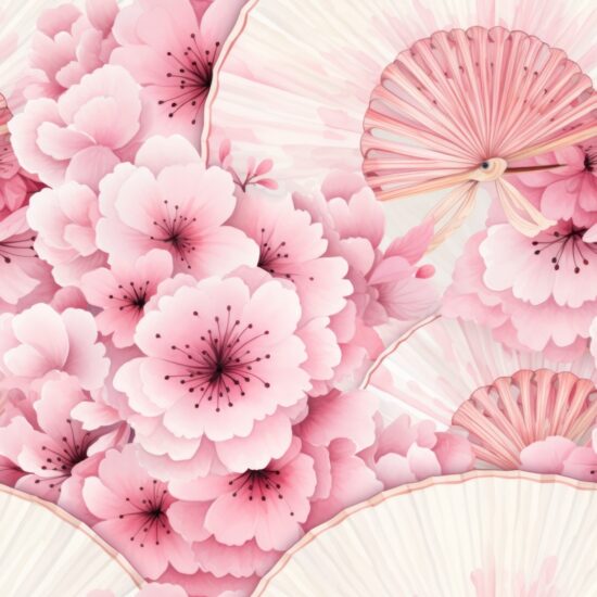 Cherry Blossom Fans: Graceful Floral Design Seamless Pattern