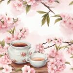 Cherry Blossom Tea Ceremony Delight Seamless Pattern