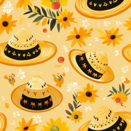 Cinco Fiesta Sombrero Party Pattern Seamless Pattern