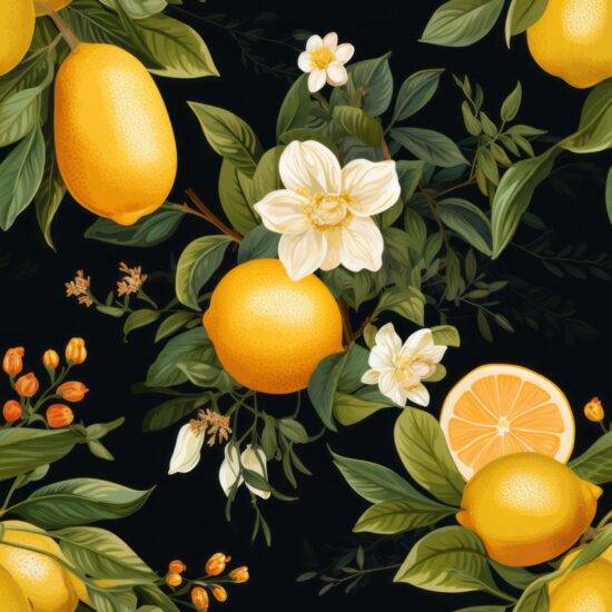 Citrus Bliss Calligraphy Pattern Seamless Pattern