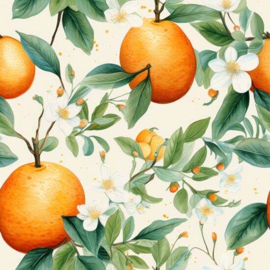 Citrus Delight Watercolor Pattern Seamless Pattern