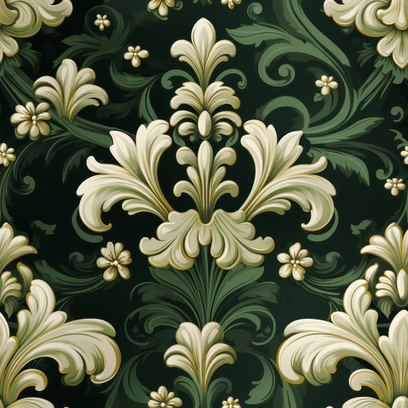 Clover Flourish Damask Seamless Pattern