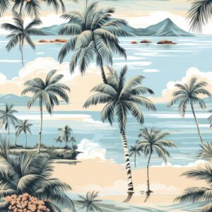 Coastal Palm Tree Paradise Seamless Pattern