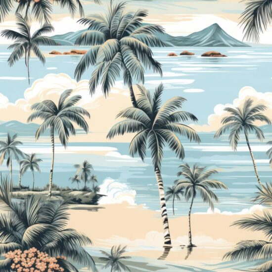 Coastal Palm Tree Paradise Seamless Pattern