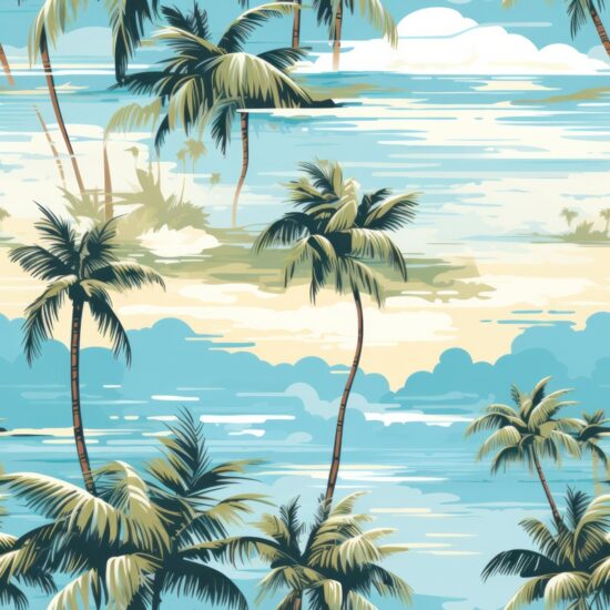 Coastal Paradise Palm Trees Seamless Pattern