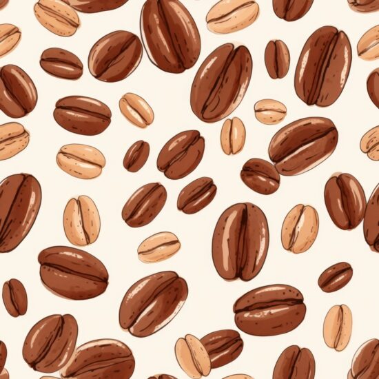 Coffee Beans Watercolor Minimalistic Background Seamless Pattern