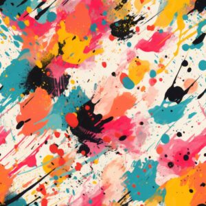 Colorful Expressionist Spatter Brush Art Seamless Pattern