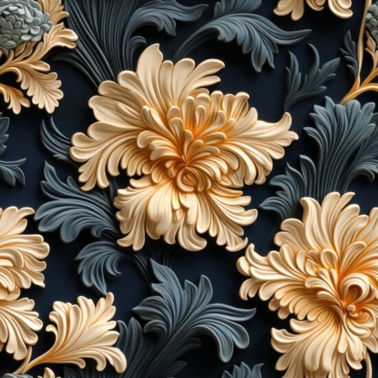Contemporary Floral Damask Design Seamless Pattern