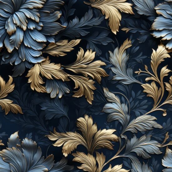 Contemporary Floral Textured Damask Seamless Pattern